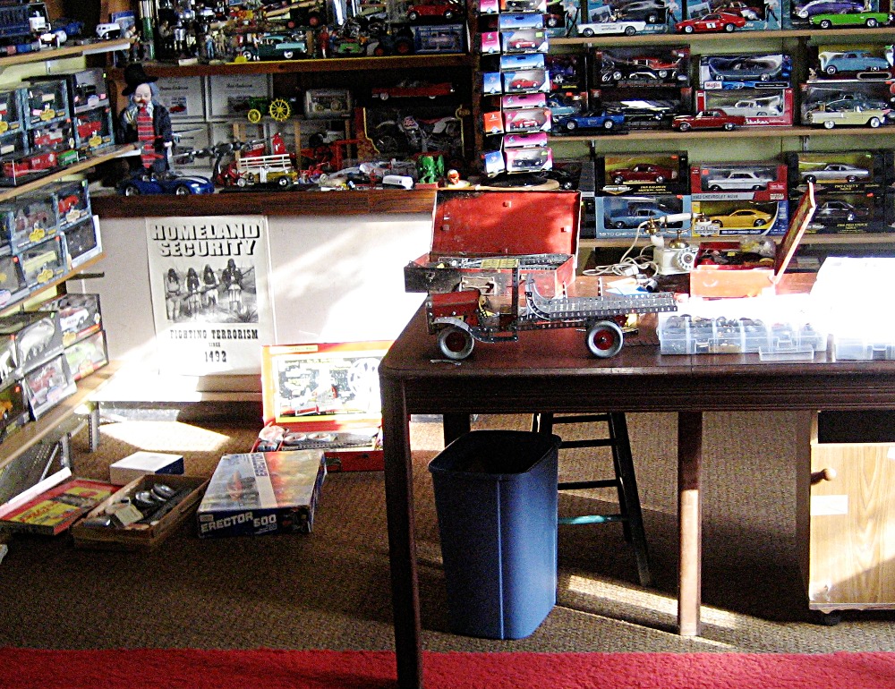 Erector truck among the parts
